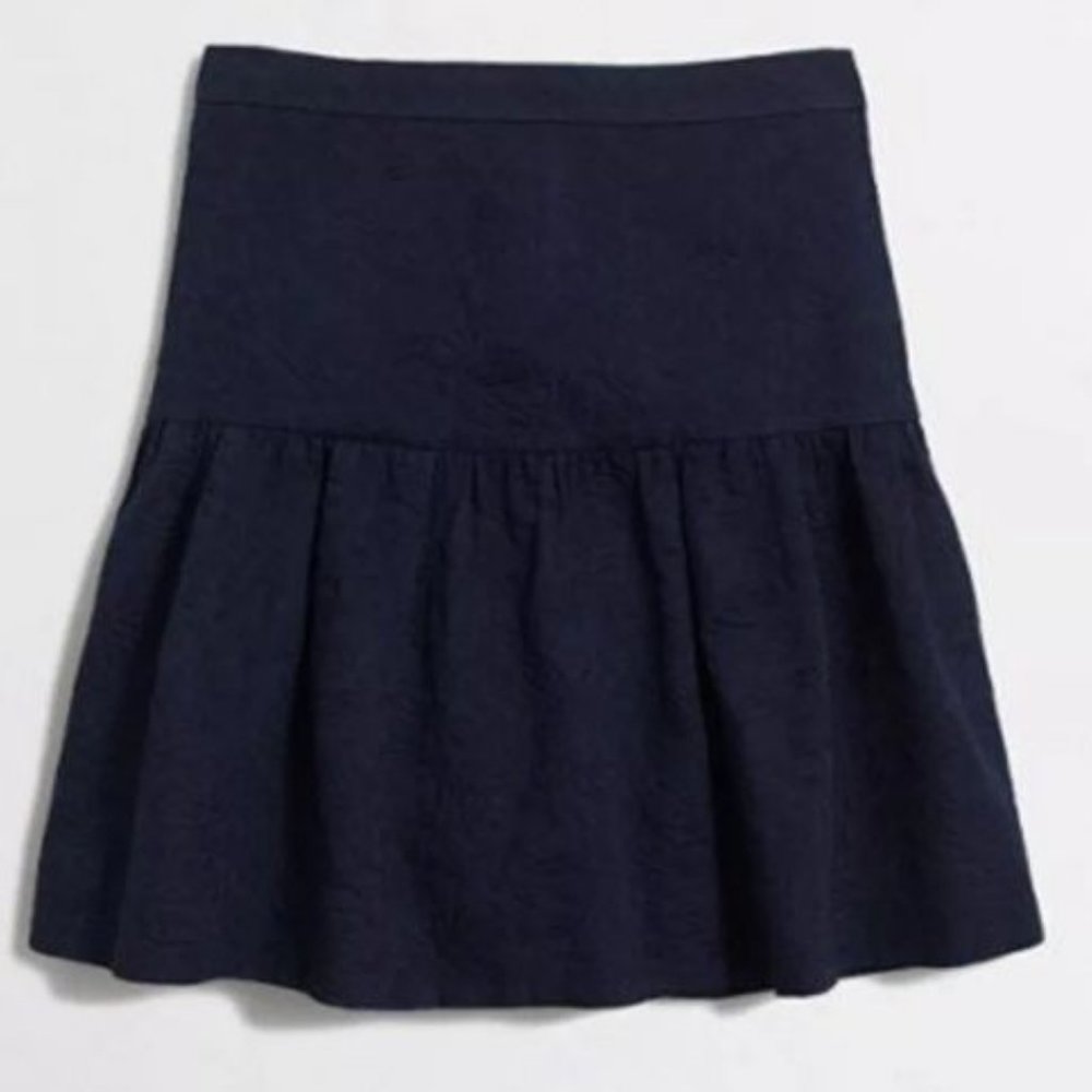 J.Crew Factory Navy Jacquard Flounce Skirt 2